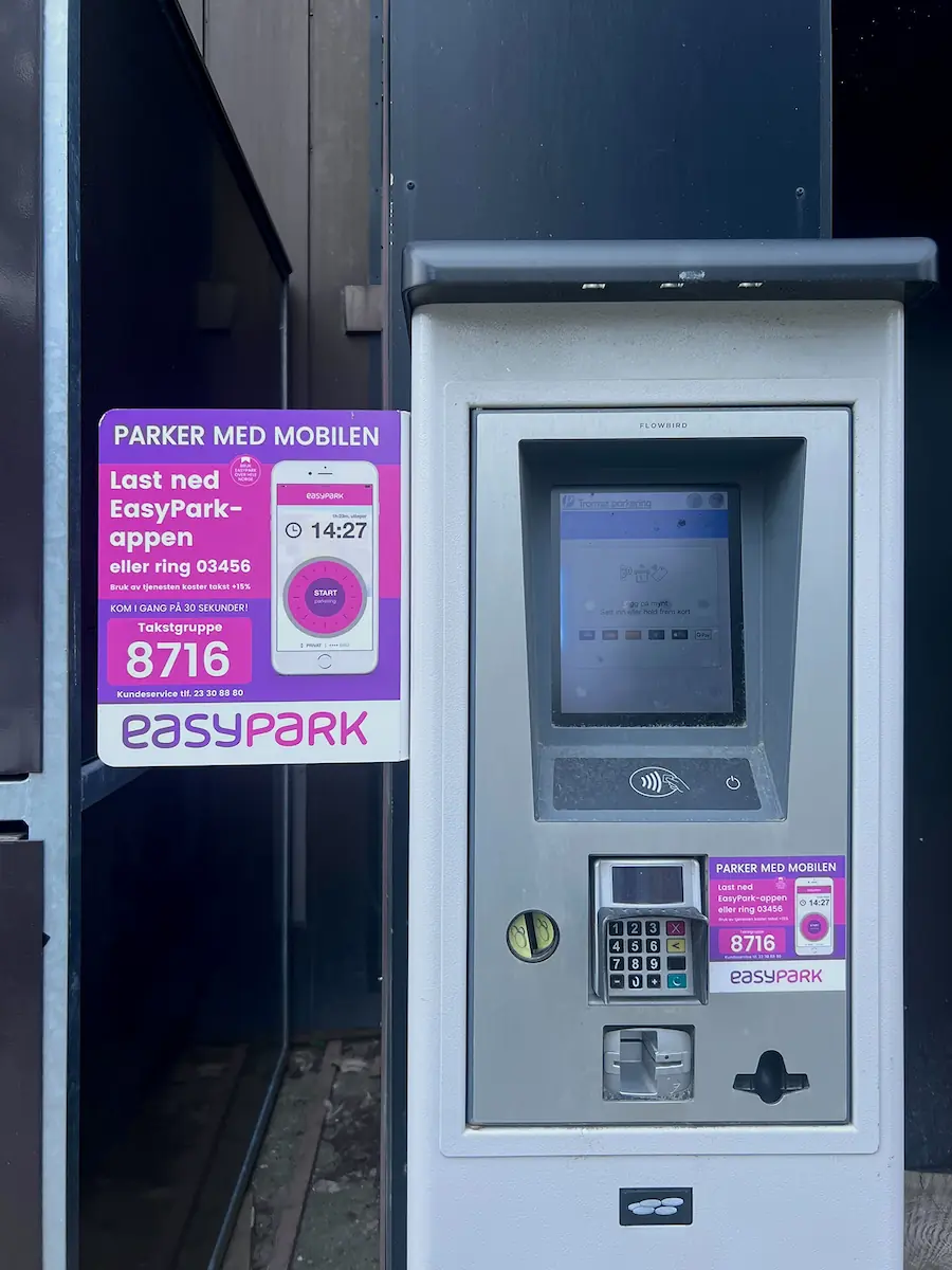 Parking machine on sidewalk in Tromsø city